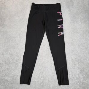 Victoria's Secret PINK Ultimate Black Floral Logo Mesh Leggings Womens Medium